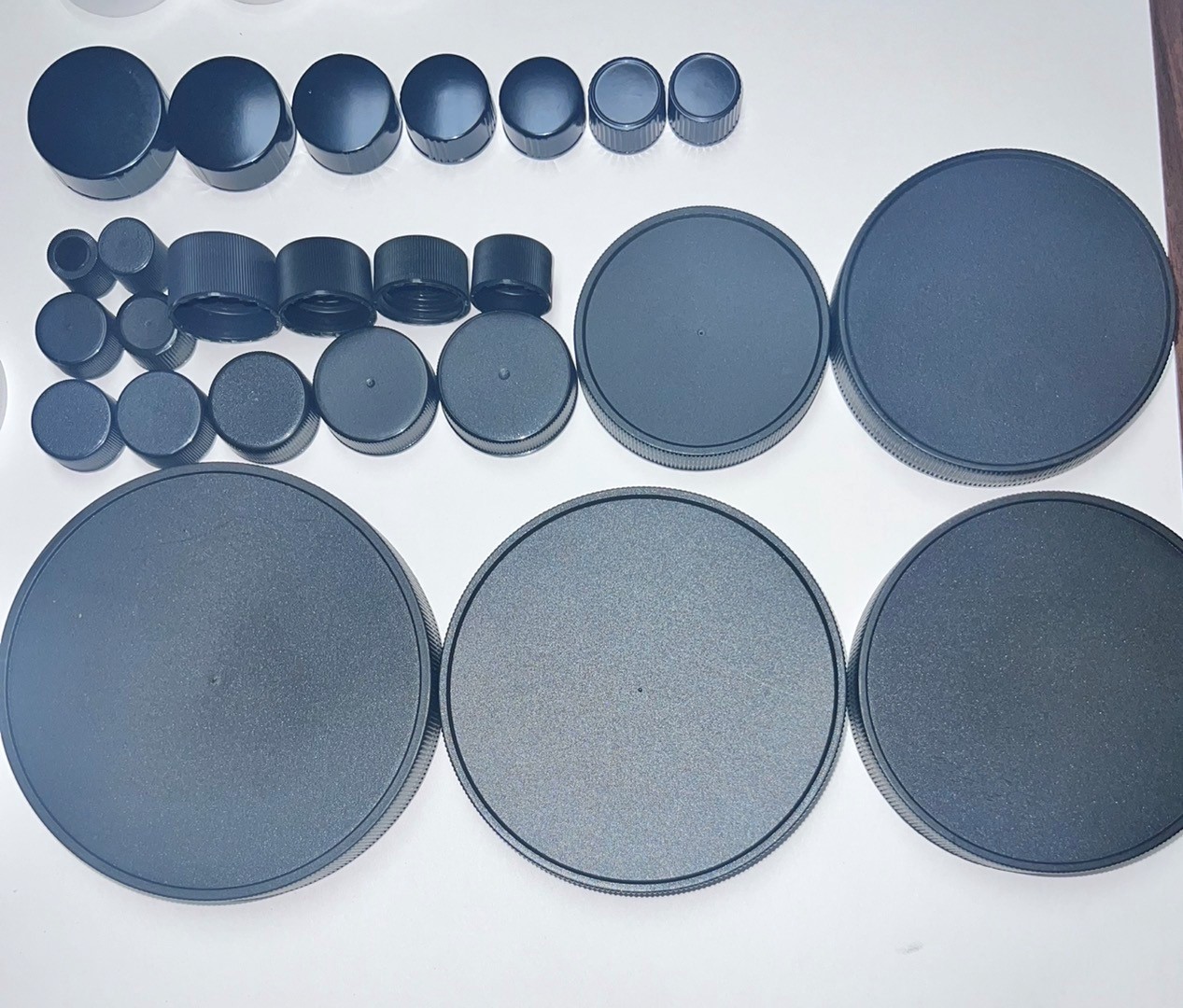 Black bottle caps