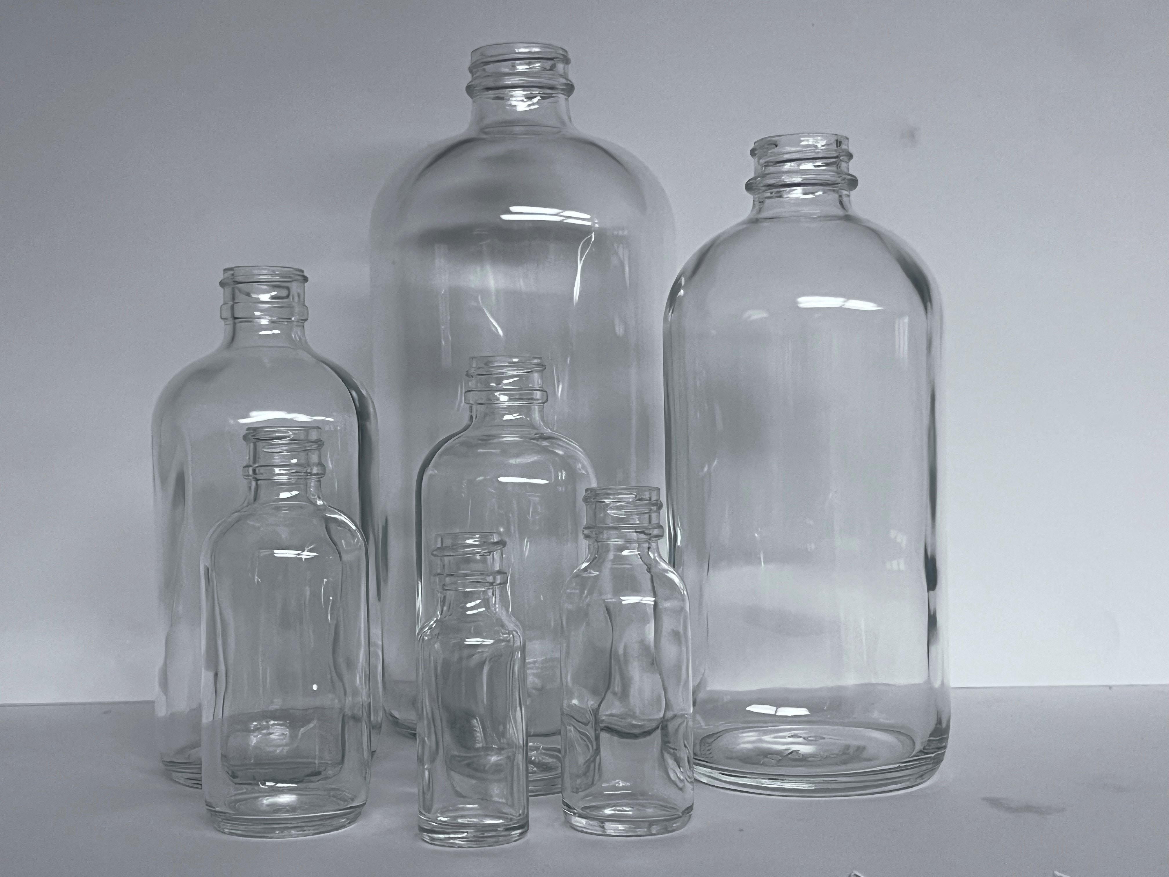 Flint Boston round glass bottles